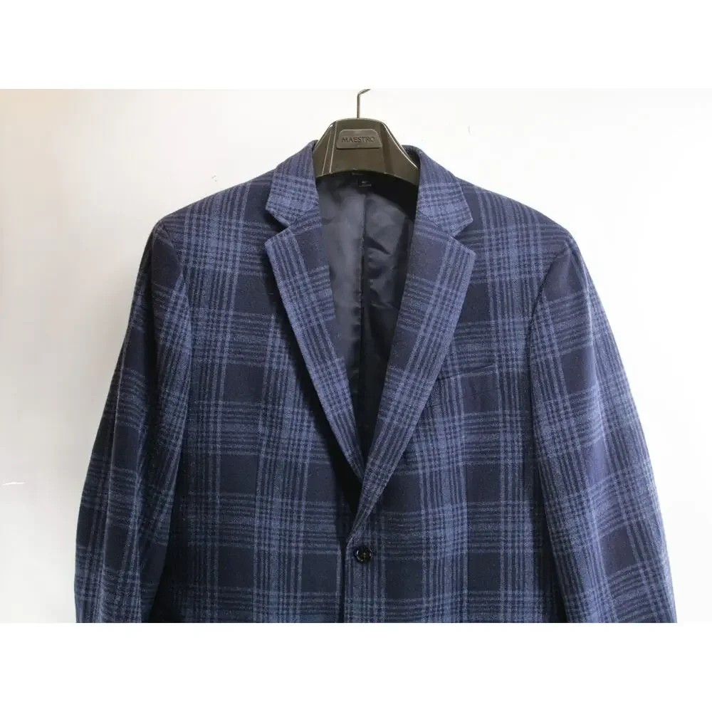 Banana Republic Mens 42R Blue Plaid Emmeci Gruppo Emmetex Itlay Fabric Blazer